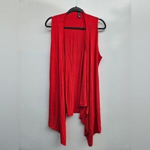 Red Sleeveless Drape Vest